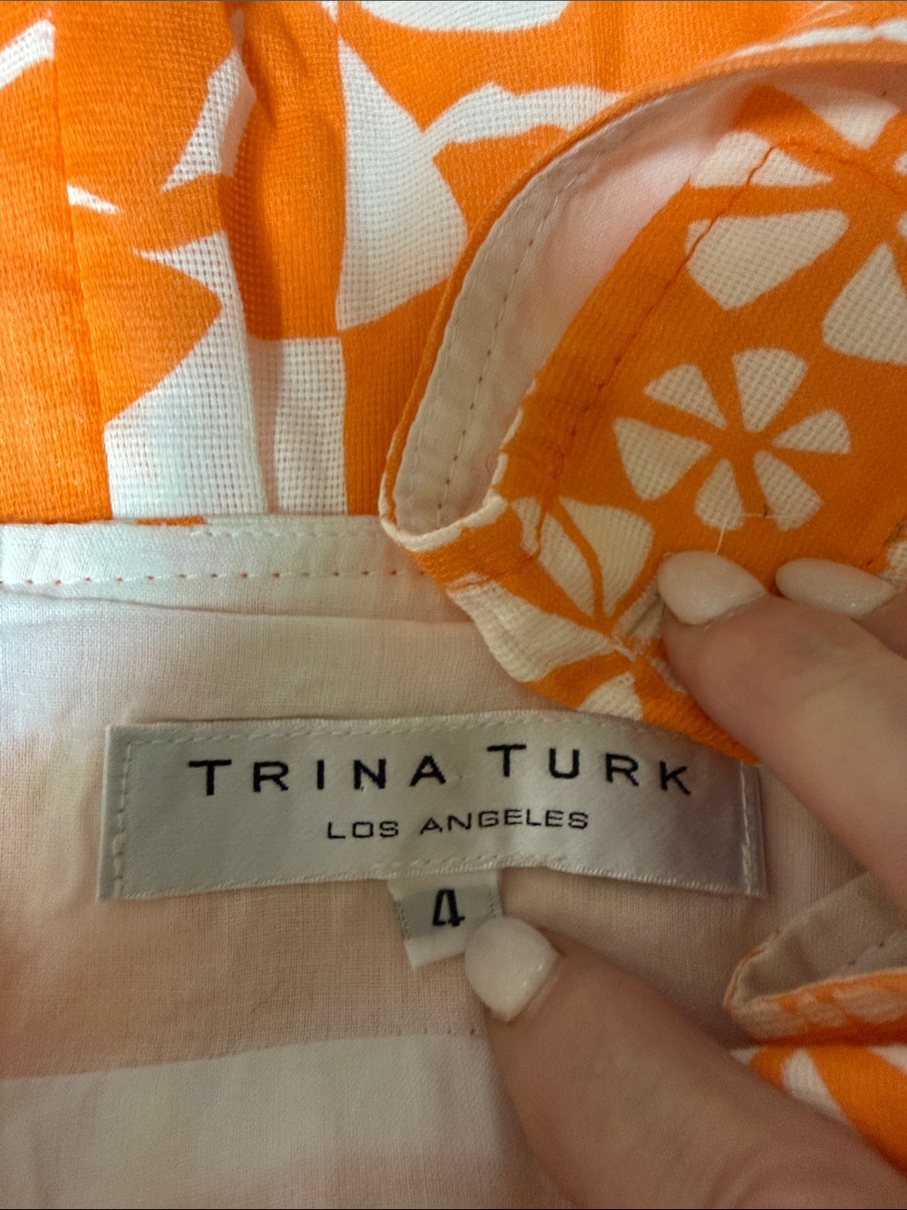 Trina Turk Orange/White Hawaiian Floral Cotton Sundress Size 4 - Picture 2 of 14